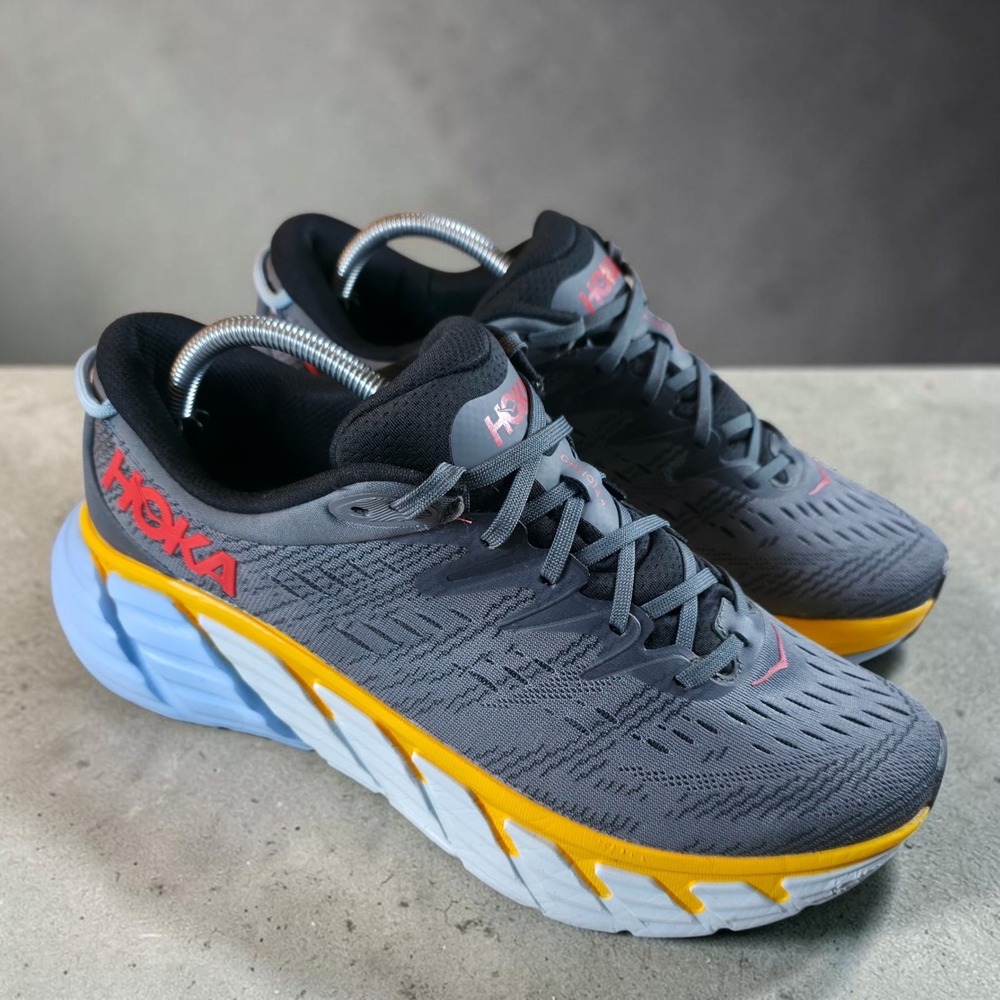 Hoka One One Gaviota 4 Mens 10.5 Gray Yellow Running Shoes Sneakers *Worn Once.